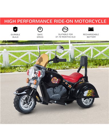 HOMCOM Kids Electric Motorbike 6V Children Ride On Motorcycle Battery Powered Toy w/ Lights Sound for 3-6 Years Old Black