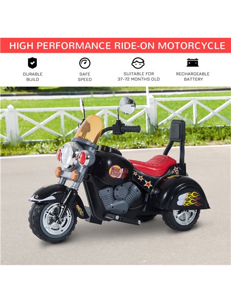HOMCOM Kids Electric Motorbike 6V Children Ride On Motorcycle Battery Powered Toy w/ Lights Sound for 3-6 Years Old Black - pic 4630 | FastDaddyshop