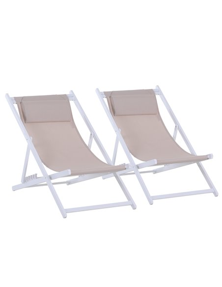 Outsunny Set of 2 Folding Garden Beach Deck Chairs, White 84B-342WT - pic 46300 | FastDaddyshop