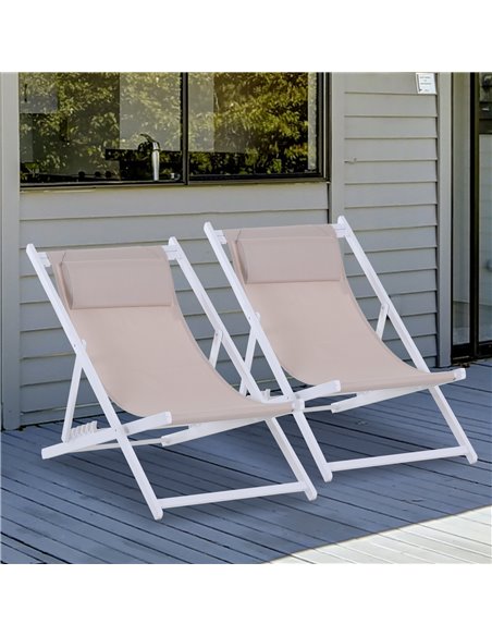 Outsunny Set of 2 Folding Garden Beach Deck Chairs, White 84B-342WT - pic 46301 | FastDaddyshop