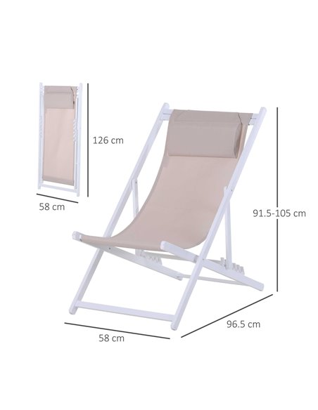Outsunny Set of 2 Folding Garden Beach Deck Chairs, White 84B-342WT - pic 46302 | FastDaddyshop