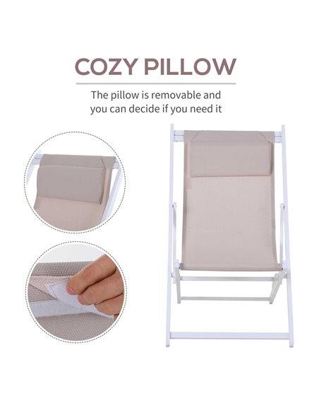 Outsunny Set of 2 Folding Garden Beach Deck Chairs Deckchairs Seaside Folding Garden Patio Lounger, White 84B-342WT - pic 46303 | FastDaddyshop