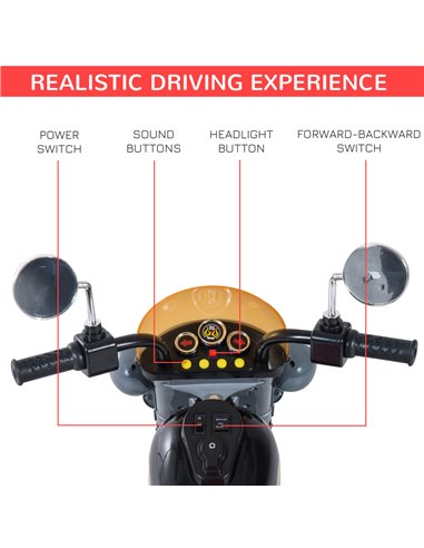 HOMCOM Kids Electric Motorbike 6V Children Ride On Motorcycle Battery Powered Toy w/ Lights Sound for 3-6 Years Old Black