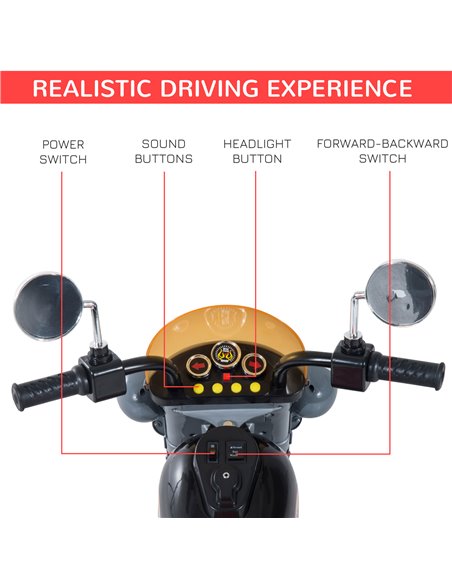 HOMCOM Kids Electric Motorbike 6V Children Ride On Motorcycle Battery Powered Toy w/ Lights Sound for 3-6 Years Old Black - pic 4631 | FastDaddyshop