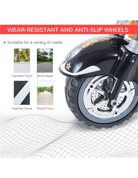 HOMCOM Kids Electric Motorbike 6V Children Ride On Motorcycle Battery Powered Toy w/ Lights Sound for 3-6 Years Old Black - pic 4632 | FastDaddyshop