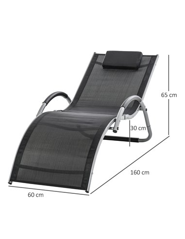 Outsunny Ergonomic Lounger Chair Portable Armchair, Black 84B-572BK