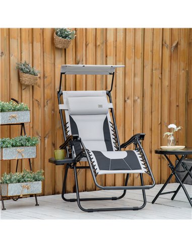 Outsunny Zero Gravity Folding Lounger Chair, Grey 84B-781V70