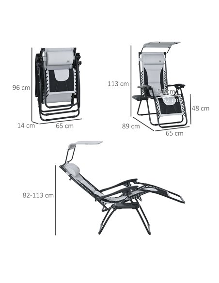 Outsunny Zero Gravity Folding Lounger Chair, Grey 84B-781V70 - pic 46329 | FastDaddyshop