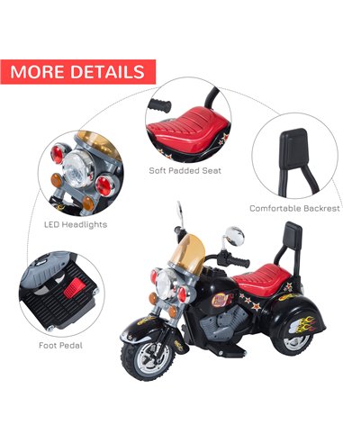 HOMCOM Kids Electric Motorbike 6V Children Ride On Motorcycle Battery Powered Toy w/ Lights Sound for 3-6 Years Old Black
