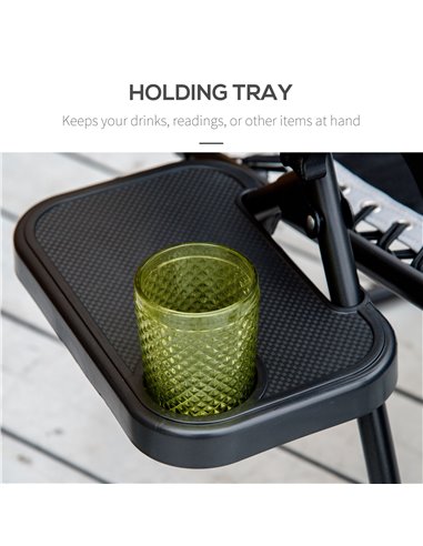 Outsunny Zero Gravity Lounger Chair, Folding Reclining Patio Chair with Shade Cover, Cup Holder and Headrest for Poolside, Campi
