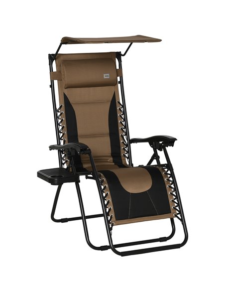 Outsunny Zero Gravity Folding Lounger Chair, Brown 84B-781V70CF - pic 46336 | FastDaddyshop