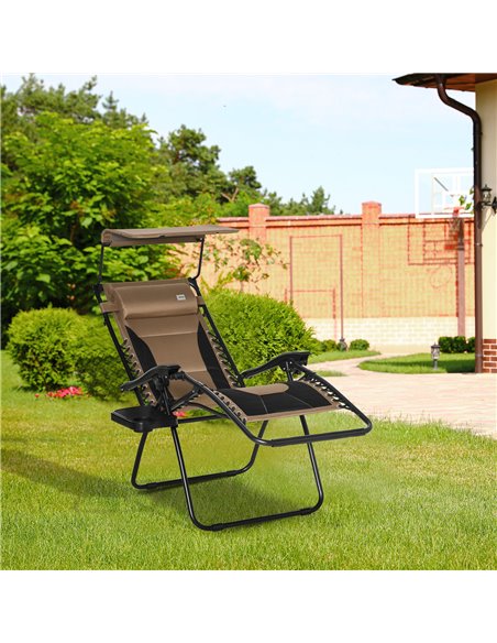 Outsunny Zero Gravity Folding Lounger Chair, Brown 84B-781V70CF - pic 46337 | FastDaddyshop