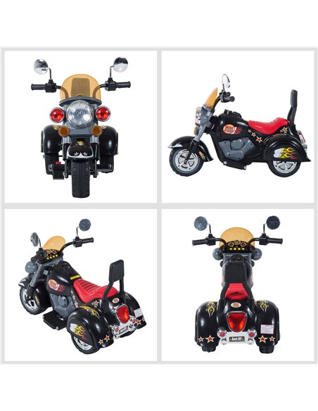 HOMCOM Kids Electric Motorbike 6V Children Ride On Motorcycle Battery Powered Toy w/ Lights Sound for 3-6 Years Old Black - pic 4634 | FastDaddyshop