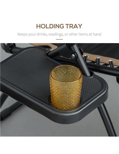 Outsunny Zero Gravity Lounger Chair, Folding Reclining Patio Chair with Shade Cover, Cup Holder and Headrest for Poolside, Campi - pic 46340 | FastDaddyshop