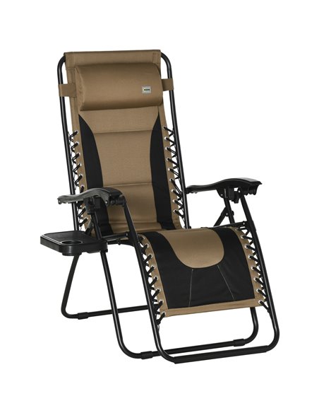 Outsunny Zero Gravity Chair, Folding Recliner, Patio Lounger, Coffee 84B-769V70CF - pic 46345 | FastDaddyshop