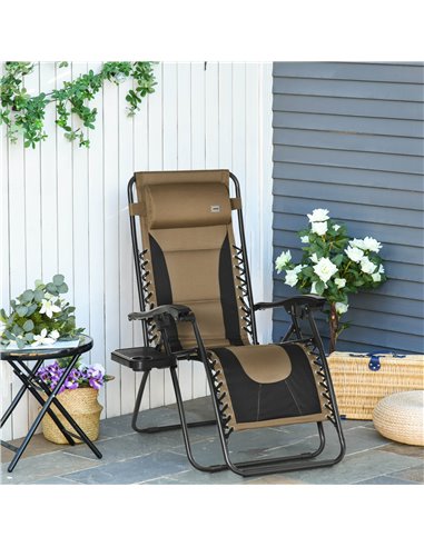 Outsunny Zero Gravity Chair, Folding Recliner, Patio Lounger, Coffee 84B-769V70CF