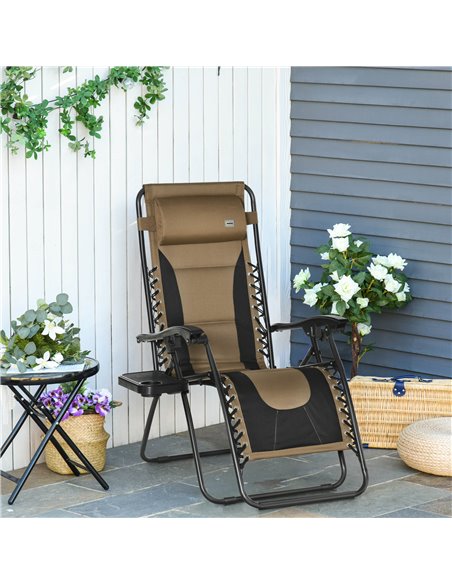 Outsunny Zero Gravity Chair, Folding Recliner, Patio Lounger, Coffee 84B-769V70CF - pic 46346 | FastDaddyshop