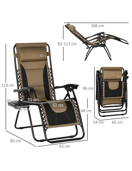 Outsunny Zero Gravity Chair, Folding Recliner, Patio Lounger, Coffee 84B-769V70CF - pic 46347 | FastDaddyshop