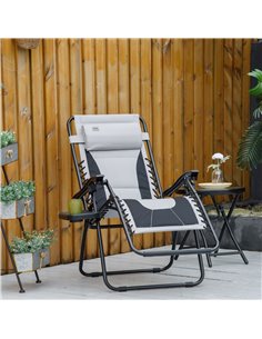 Outsunny Zero Gravity Chair, Folding Recliner, Patio Lounger, Light Grey 84B-769V70LG 2