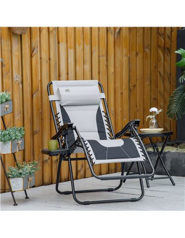 Outsunny Zero Gravity Chair, Folding Recliner, Patio Lounger, Light Grey 84B-769V70LG