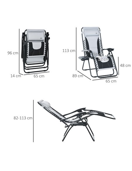 Outsunny Zero Gravity Chair, Folding Recliner, Patio Lounger, Light Grey 84B-769V70LG - pic 46356 | FastDaddyshop