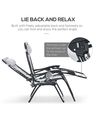 Outsunny Zero Gravity Chair, Folding Recliner, Patio Lounger with Cup Holder, Adjustable Backrest, Padded Pillow for Outdoor, Pa
