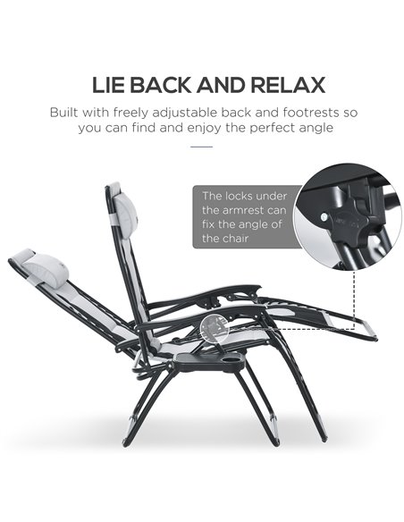 Outsunny Zero Gravity Chair, Folding Recliner, Patio Lounger with Cup Holder, Adjustable Backrest, Padded Pillow for Outdoor, Pa - pic 46357 | FastDaddyshop