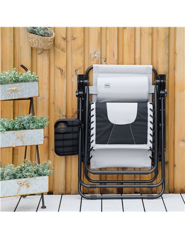 Outsunny Zero Gravity Chair, Folding Recliner, Patio Lounger with Cup Holder, Adjustable Backrest, Padded Pillow for Outdoor, Pa