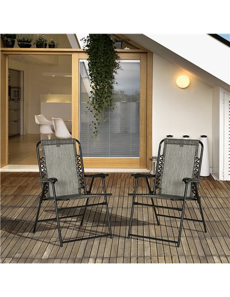 Outsunny 2 Pieces Outdoor Foldable Chair Set, Grey 84B-811GY - pic 46363 | FastDaddyshop