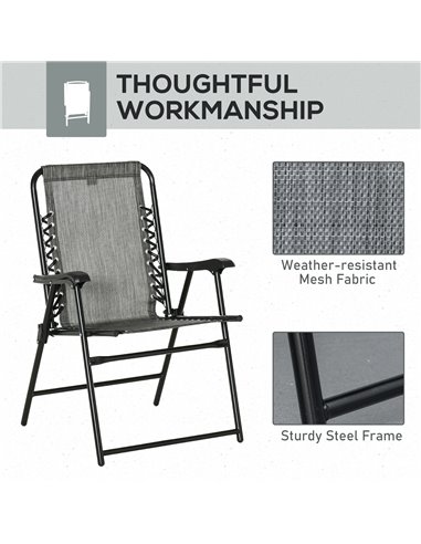 Outsunny 2 Pieces Foldable Chair Set, Outdoor Portable Loungers for Camping Pool Beach Deck, Lawn Chairs with Armrest Steel Fram
