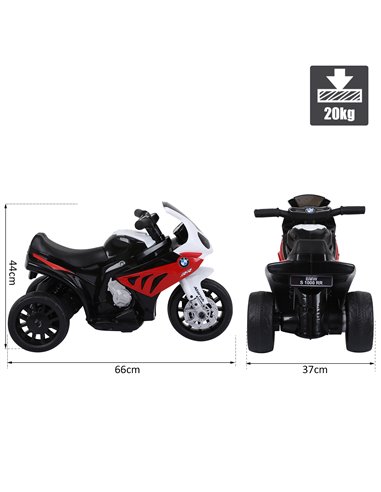 HOMCOM Electric Motorbike for Kids Ride on BMW Motorbike W/Headlights and Music, 6 V-Red
