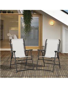 Outsunny 2 Pieces Outdoor Patio Folding Chair Set, Cream White 84B-811WT 2