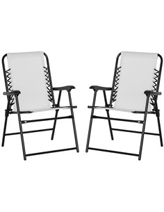 Outsunny 2 Pieces Outdoor Patio Folding Chair Set, Cream White 84B-811WT