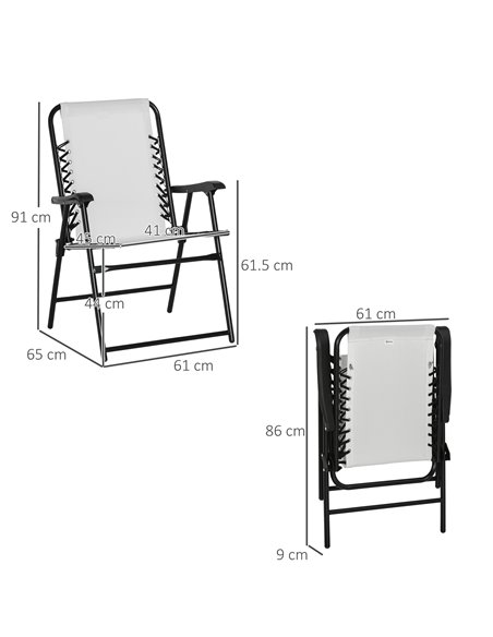 Outsunny 2 Pieces Patio Folding Chair Set, Outdoor Portable Loungers for Camping Pool Beach Deck, Lawn Chairs with Armrest Steel - pic 46374 | FastDaddyshop