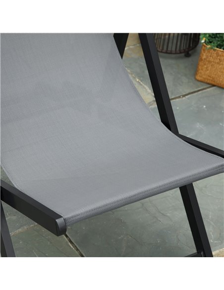 Outsunny Set of 2 Folding Garden Beach Aluminium Frame Deck Chairs Deckchairs Seaside Folding Garden Patio Lounger, Grey 84B-342 - pic 46388 | FastDaddyshop