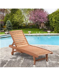 Outsunny Outdoor Wooden Lounger Chair, Sun Bed, Red Brown 84B-164 2