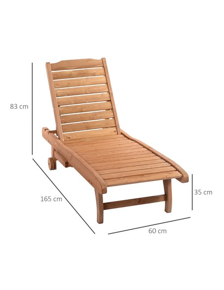Outsunny Outdoor Wooden Lounger Chair, Sun Bed, Red Brown 84B-164 - pic 46401 | FastDaddyshop
