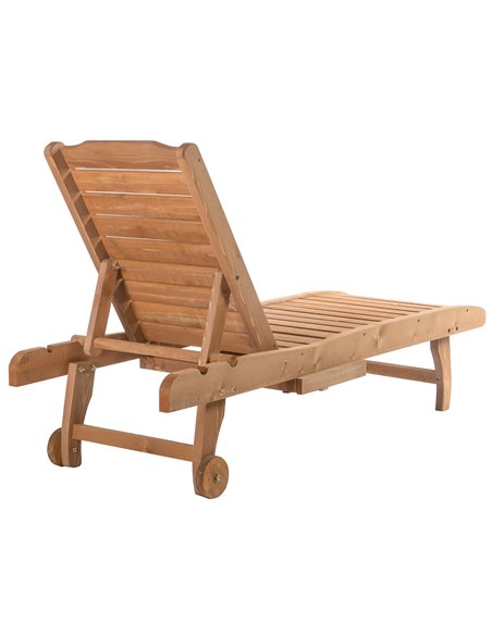 Outsunny Outdoor Wooden Lounger Chair, Sun Bed with Built-In Table, Adjustable Backrest and Wheels, Red Brown 84B-164 - pic 46405 | FastDaddyshop