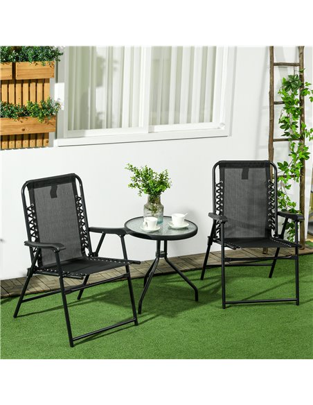 Outsunny 2 Pcs Outdoor Patio Folding Chair Set, Black 84B-811V00BK - pic 46409 | FastDaddyshop