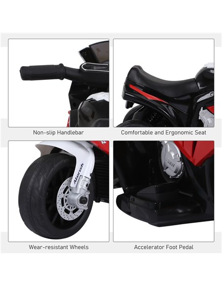 HOMCOM Electric Motorbike for Kids Ride on BMW Motorbike W/Headlights and Music, 6 V-Red - pic 4641 | FastDaddyshop