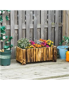 Outsunny Raised Flower Bed Wooden Rectangualr Planter, Natural Wood 845-100 2