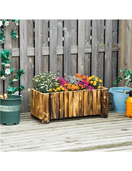 Outsunny Raised Flower Bed Wooden Rectangualr Planter, Natural Wood 845-100 - pic 46418 | FastDaddyshop