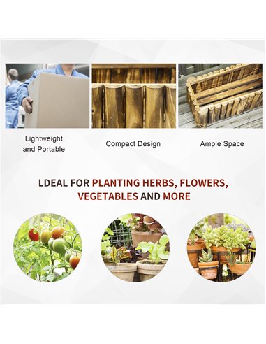 Outsunny Raised Flower Bed Wooden Rectangualr Planter Container Box Herb Pot 78L x 35W x 30H (cm) 845-100