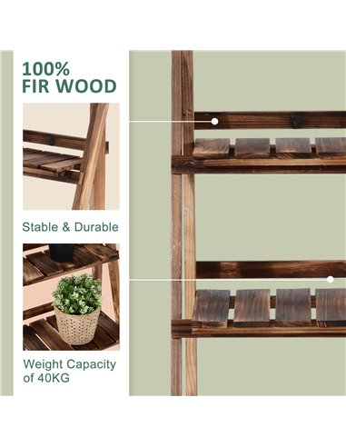 Outsunny Wooden Folding Flower Pot Stand 3 Tier Garden Planter Display Ladder Gardener Storage Shelves Rack Herb Holder (80L x 3