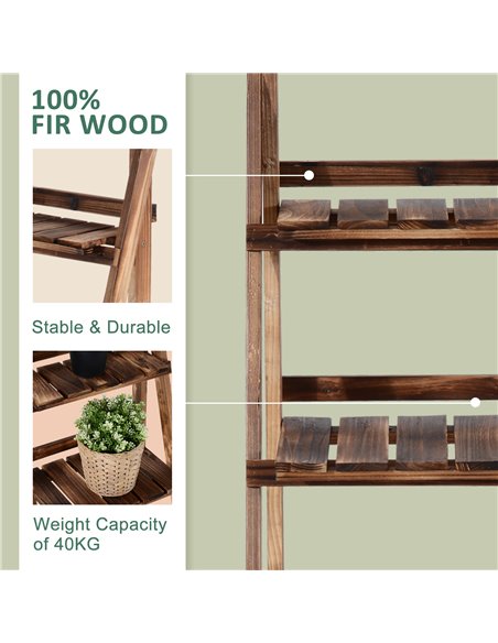 Outsunny Wooden Folding Flower Pot Stand 3 Tier Garden Planter Display Ladder Gardener Storage Shelves Rack Herb Holder (80L x 3 - pic 46456 | FastDaddyshop