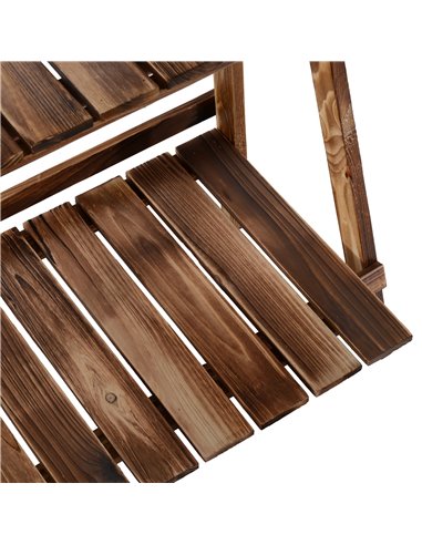 Outsunny Wooden Folding Flower Pot Stand 3 Tier Garden Planter Display Ladder Gardener Storage Shelves Rack Herb Holder (60L x 3