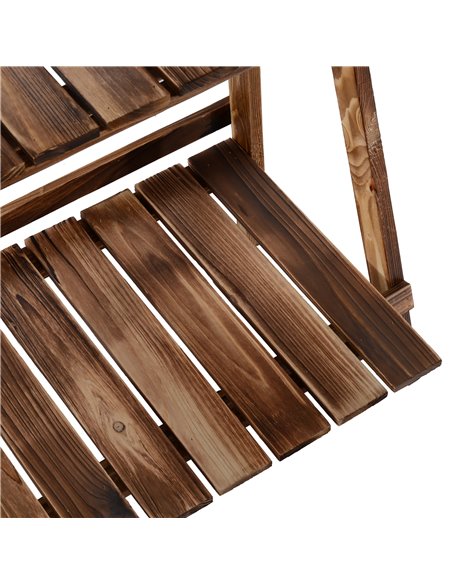 Outsunny Wooden Folding Flower Pot Stand 3 Tier Garden Planter Display Ladder Gardener Storage Shelves Rack Herb Holder (60L x 3 - pic 46469 | FastDaddyshop