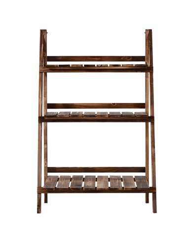 Outsunny Wooden Folding Flower Pot Stand 3 Tier Garden Planter Display Ladder Gardener Storage Shelves Rack Herb Holder (60L x 3