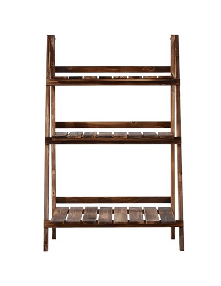 Outsunny Wooden Folding Flower Pot Stand 3 Tier Garden Planter Display Ladder Gardener Storage Shelves Rack Herb Holder (60L x 3 - pic 46470 | FastDaddyshop
