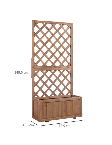 Outsunny Garden Wooden Pine Trough Planter with Topped Trellis Climbing Plants Flower Raised Bed 845-127 - pic 46473 | FastDaddyshop